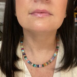 Rainbow Gummy Genuine Gemstone Necklace Sterling Clasp Handmade